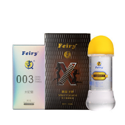 辉芮(Feiry)男用延时喷剂超纯水人体润滑剂003超薄避孕套组合 房事用套套润滑油喷雾润滑液安全套 国产成人情趣性用品