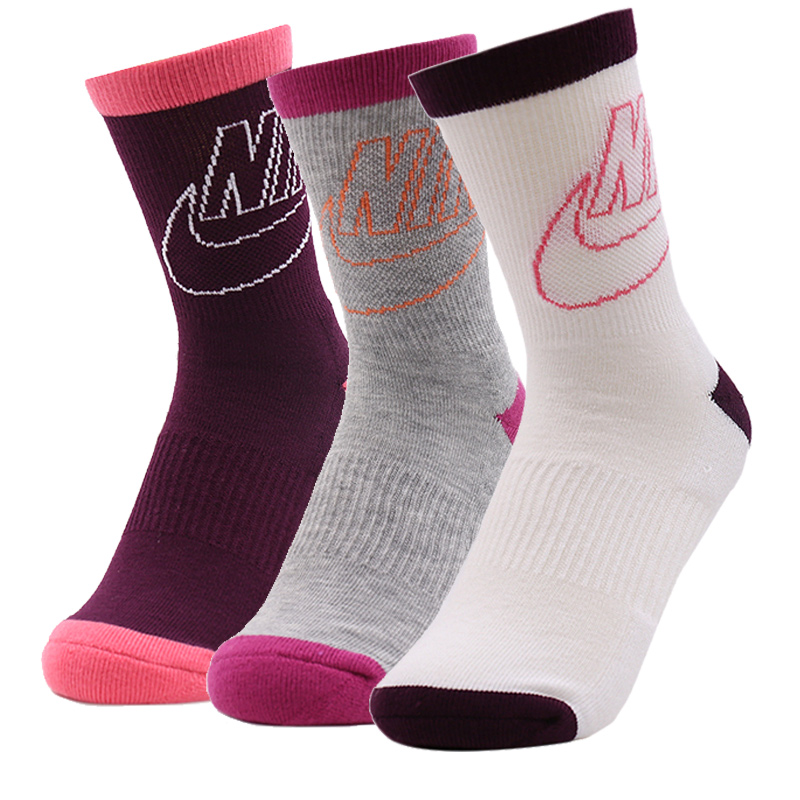 耐克(NIKE)女袜2017冬季新款三双装中筒休闲运动袜 SX6065-904