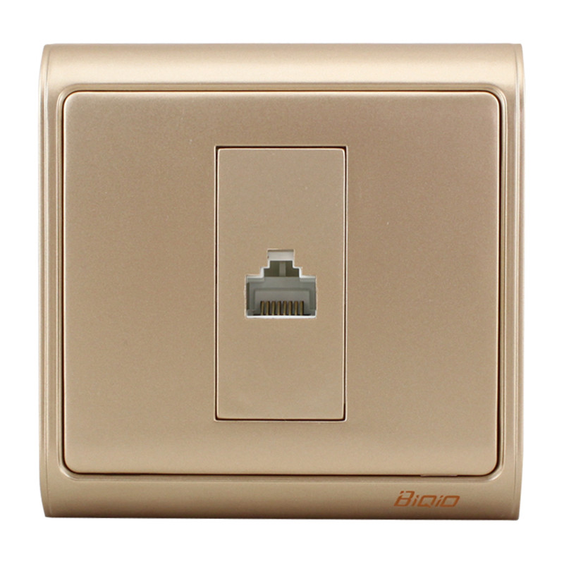 贝桥N86-901+621Y(金)六类网络压线面板 网线插座电脑墙插香槟色