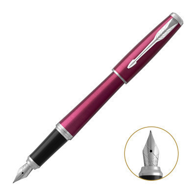 派克PARKER 钢笔 都市粉红白夹墨水笔 学生商务办公文具用品 可吸墨可替换墨囊0.5mm金属不锈钢F笔尖