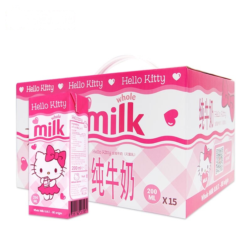 比利时进口hello kitty 全脂牛奶(灭菌乳)200ml*15