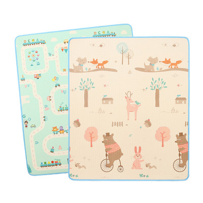 双面双色XPE宝宝爬行垫家用环保泡沫地垫客厅爬爬垫 梦想之城+森林动物 180*200*2cm