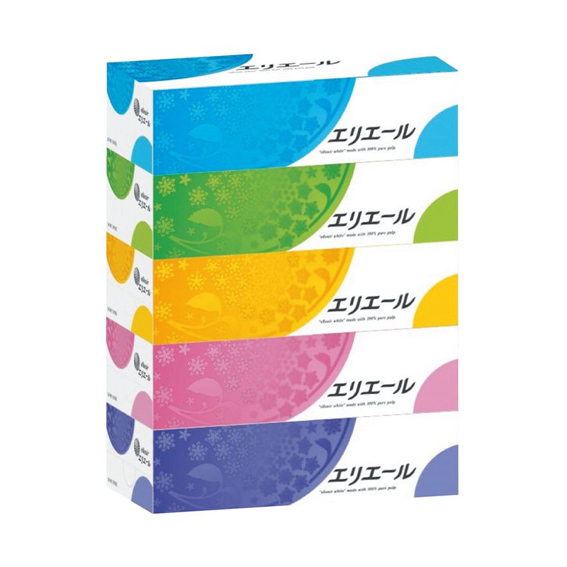 [5盒装]大王(GOO.N) 日本原装 超柔软抽纸 中规格(中幅)二层卫生纸 180抽/盒