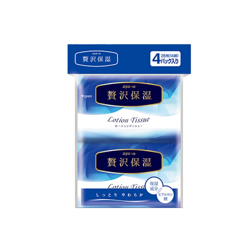 [ 日本进口]GOO.N大王 奢华保湿抽纸 口袋装 非传统湿巾纸 干爽且含水 14抽/包 4包