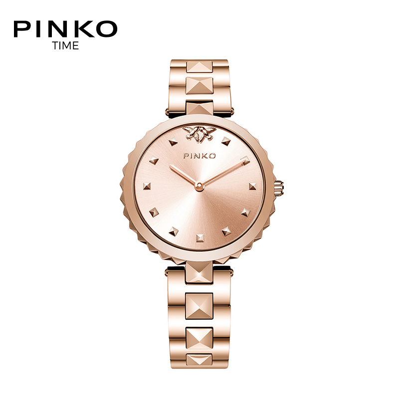 欧美品牌意大利进口Pinko简约时尚石英表女Durian系列玫瑰金钢带