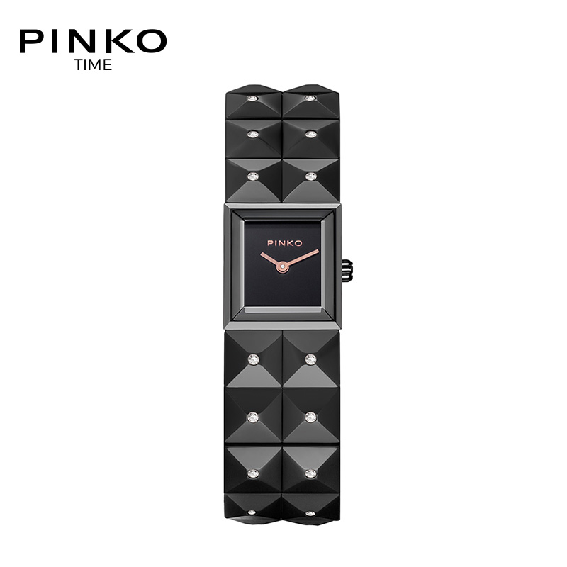 意大利进口欧美品牌Pinko简约时尚石英女士女表Cherimola系列黑搪瓷表带