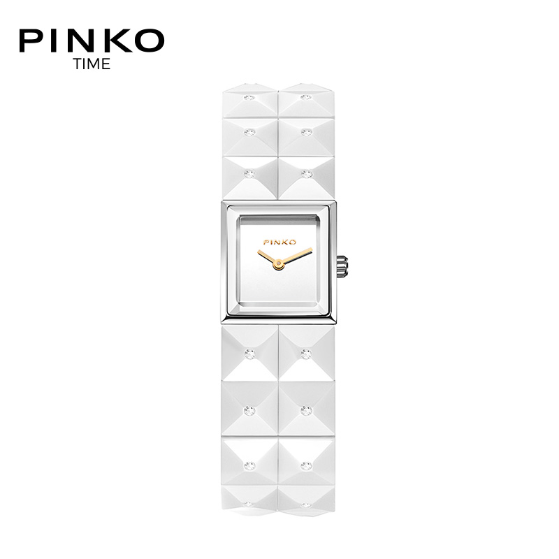 欧美品牌意大利进口Pinko简约时尚石英女表Cherimola系列白搪瓷表带