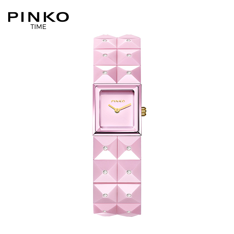 欧美品牌意大利进口Pinko简约时尚石英女表Cherimola系列粉搪瓷表带