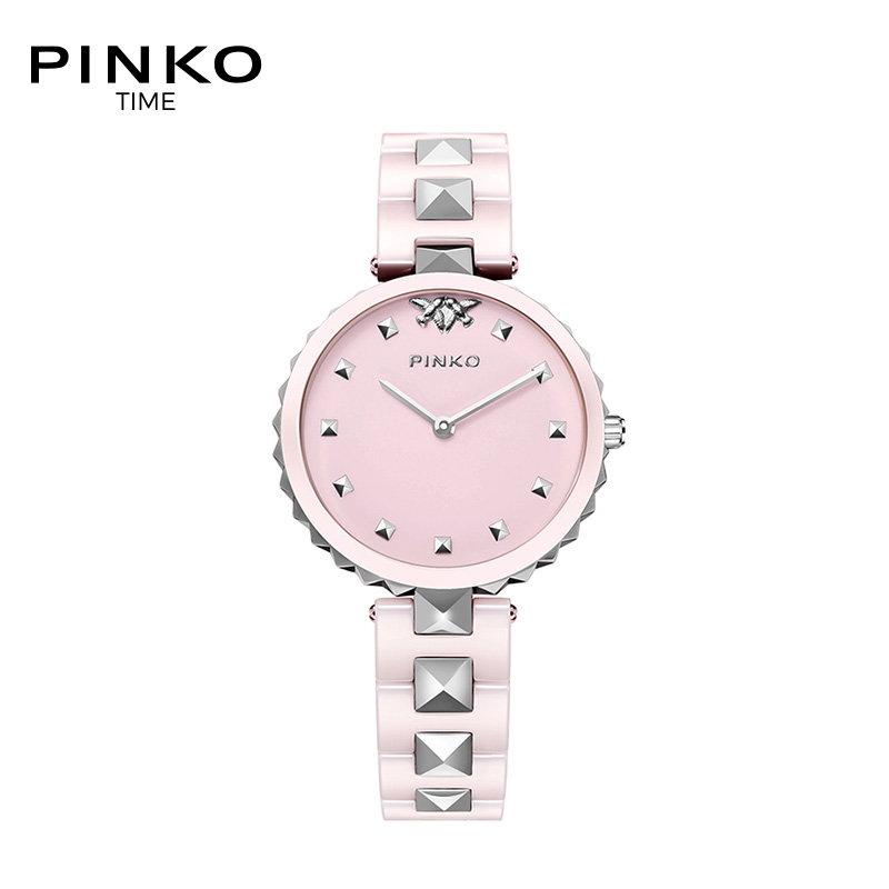 意大利进口PINKO手表欧美品牌女士 简约时尚石英表女Licis1系列粉红色陶瓷带