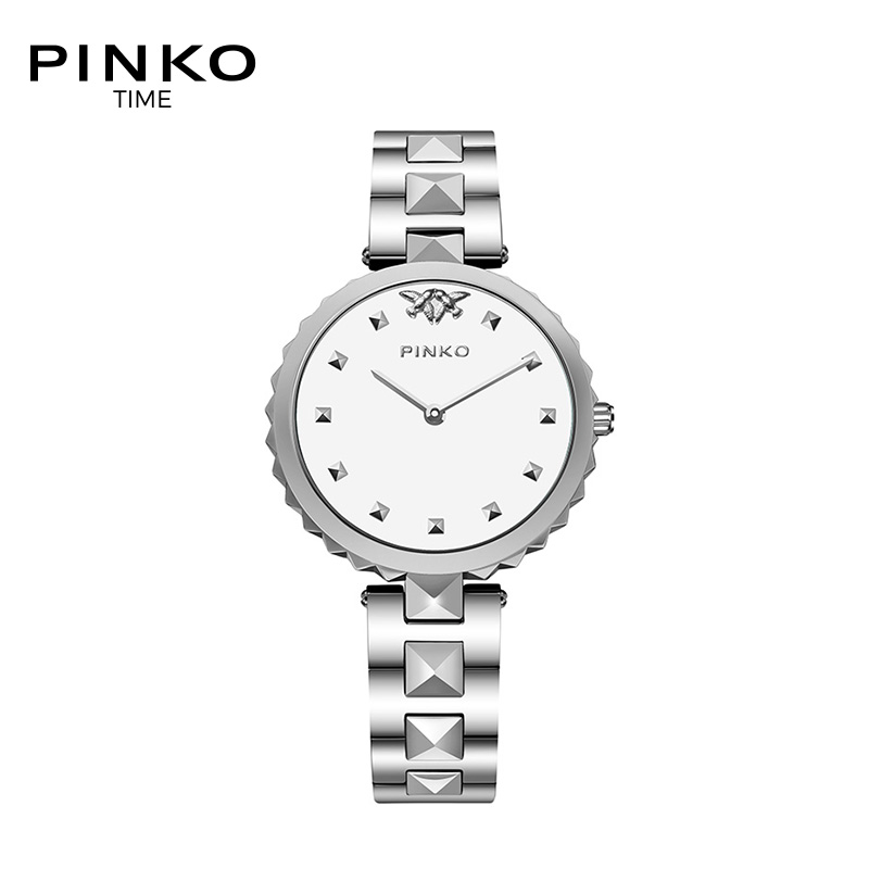欧美品牌意大利进口Pinko简约时尚石英女表女士Licis系列银色钢带