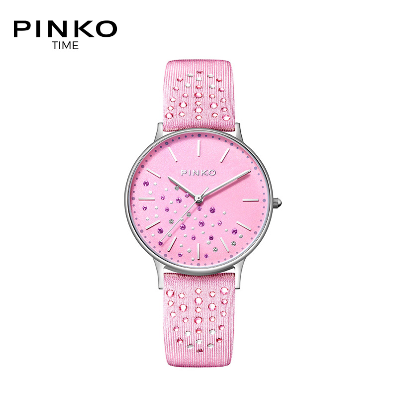 欧美品牌意大利进口Pinko简约时尚石英女士女表Nespolo系列粉色超薄