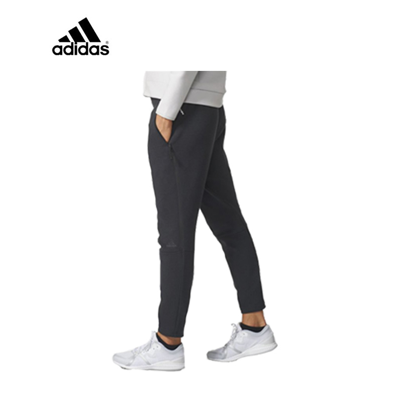 adidas 阿迪达斯 运动型格 女子 针织长裤 黑 BR1919