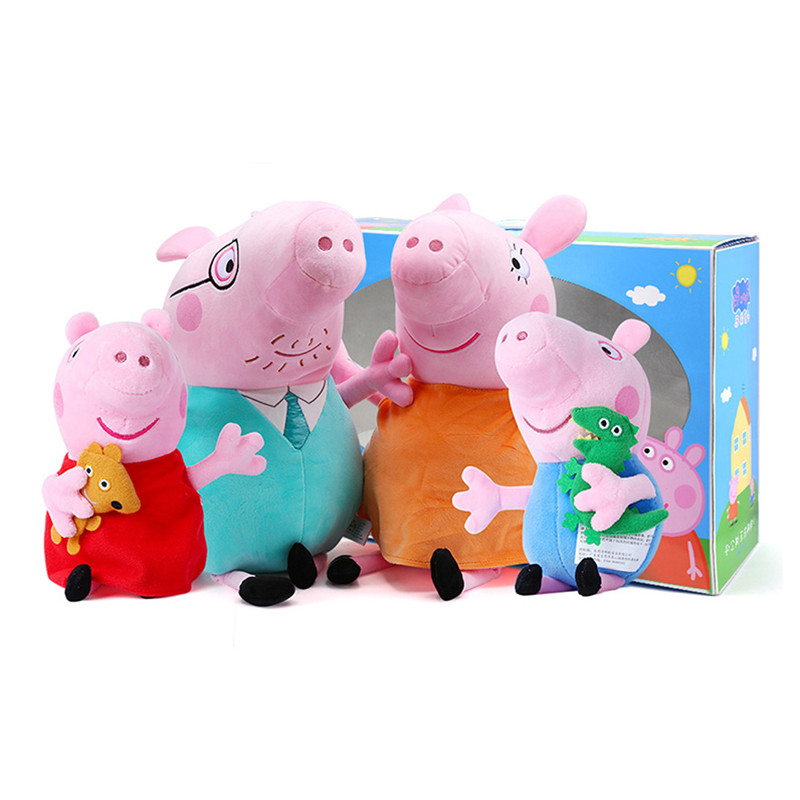 小猪佩奇Peppa Pig大号一家四口彩盒装毛绒玩具