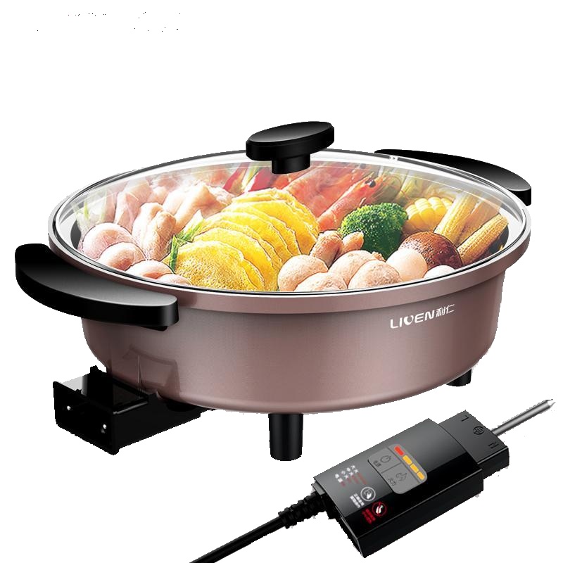 利仁(Liven)DHG-Z390 电火锅大功率家用大容量韩式火锅电热锅多功能炒锅不易粘电煮锅煎烤锅