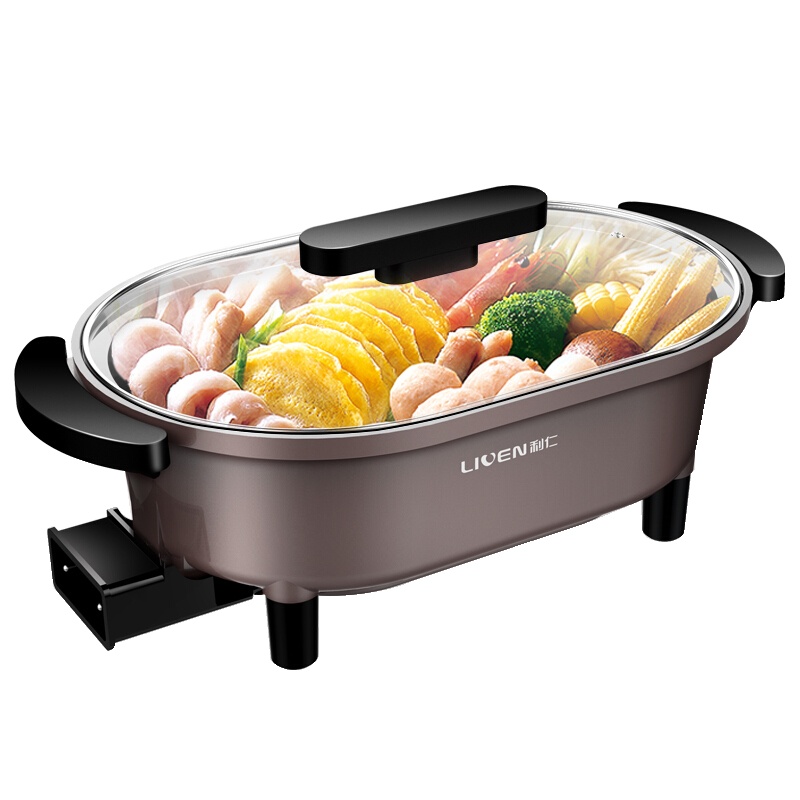 利仁(Liven)DHG-Z270 电火锅大功率家用大容量韩式火锅电热锅多功能炒锅不易粘电煮锅煎烤锅