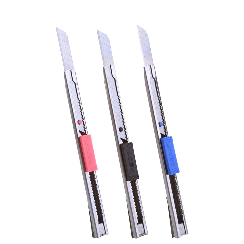 晨光文具美工刀ASS91314 自动锁美工刀 金属小号裁纸刀 12支装