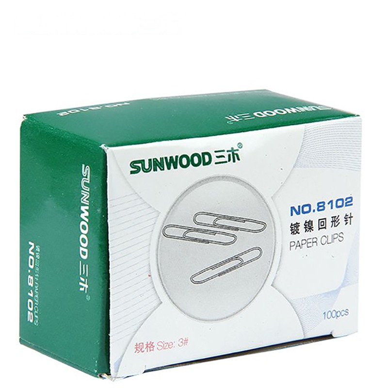 三木(SUNWOOD)100枚/盒 3#镀镍 回形针 8102 (盒)