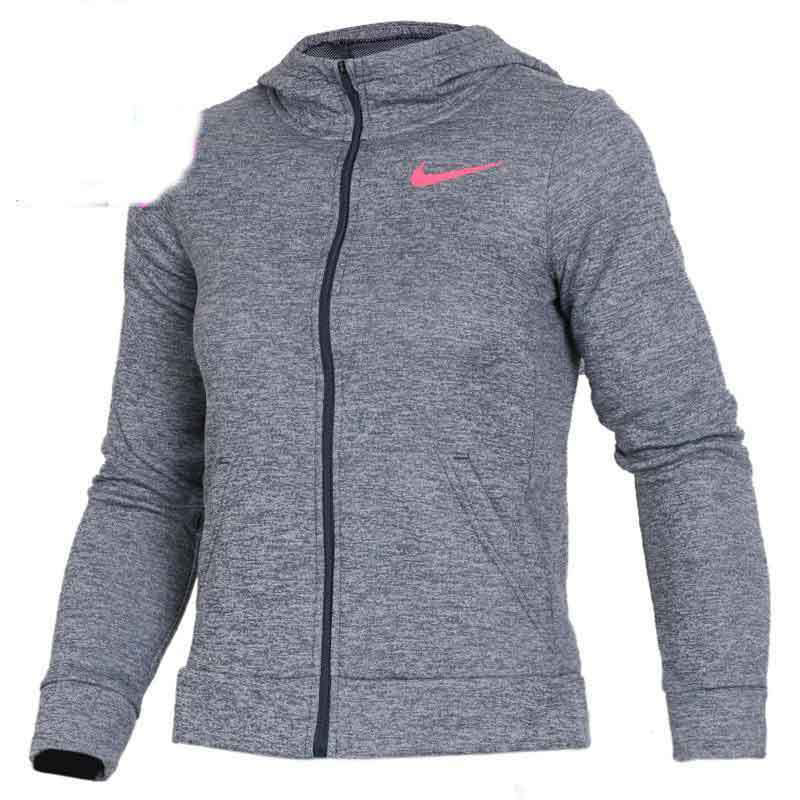 耐克(NIKE)运动服大童 常规款运动卫衣针织透气连帽休闲跑步夹克外套859971-471