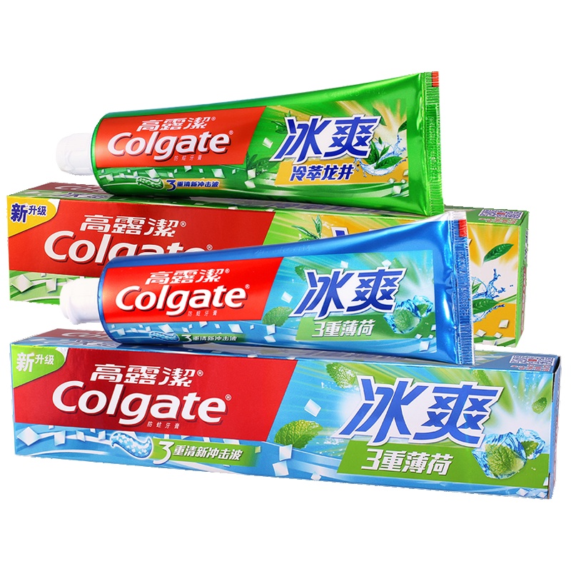 高露洁(Colgate)冰爽牙膏套装(120g*4) 送旅行装牙膏40g*2