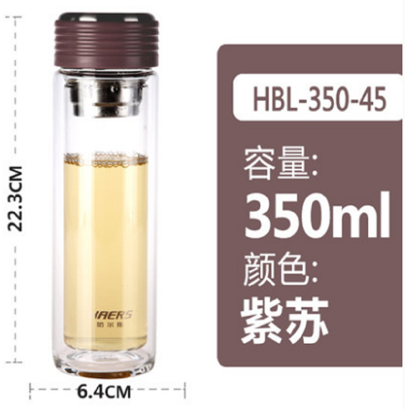 哈尔斯(HAERS) 乐享双层玻璃杯 400mL HBL-400B-46(个)