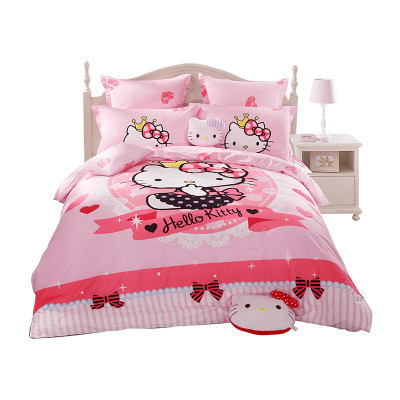 水星(MERCURY)家纺 纯棉四件套全棉床品套件床上用品 儿童卡通 hellokitty凯蒂猫公主梦180×200cm