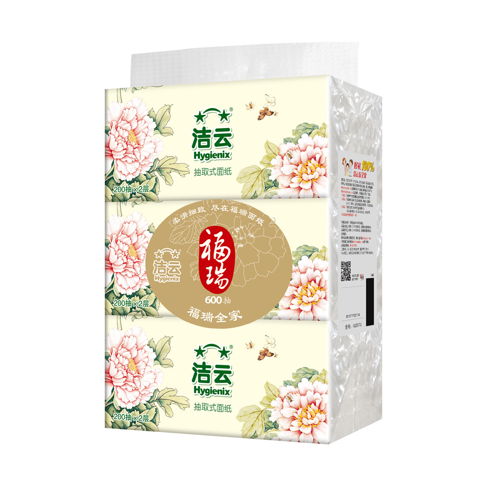 洁云 福瑞国色2层200抽中幅162218(箱:16提*3包)