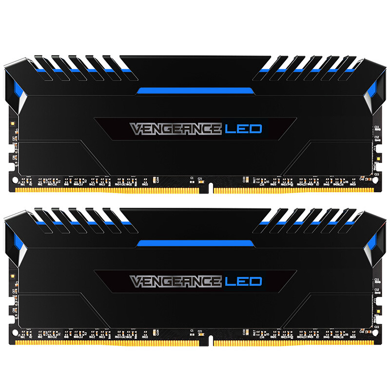 美商海盗船(USCORSAIR) 复仇者LED灯条 DDR4 3200 16GB(8Gx2条) 台式机内存 蓝灯