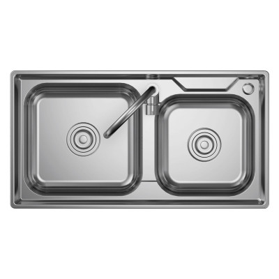 容声(Ronshen)厨房水槽双槽 304不锈钢大容量洗菜盆 水龙头洗菜池RS210S