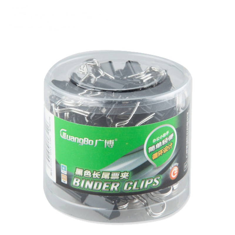 广博15mm 60只/筒 黑色 长尾票夹 PJ5226 (筒)