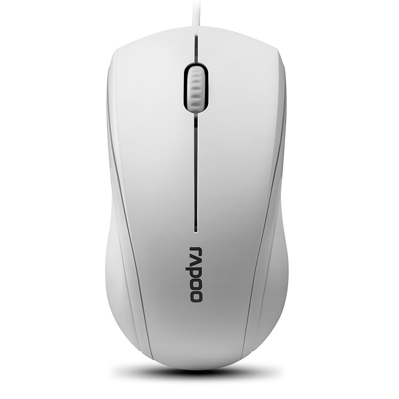 雷柏N1600(Rapoo)静音有线鼠标 电脑笔记本USB鼠标办公游戏家用 (白色)