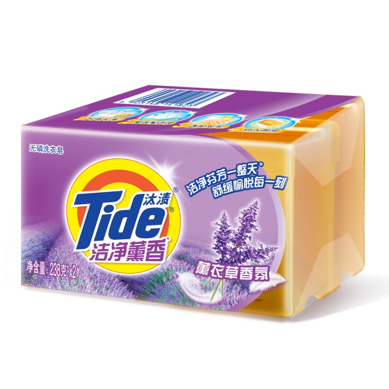 宝洁 汰渍系列 洁净薰香 薰衣草香氛 洗衣皂 两块装(238g*2)