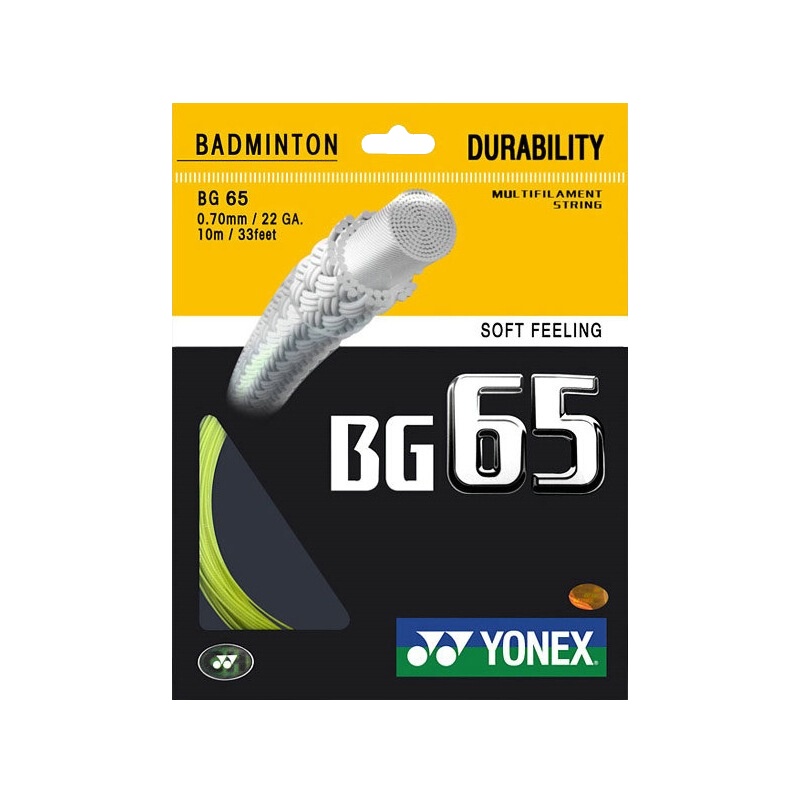 尤尼克斯YONEX羽毛球拍线BG-65耐用型直径0.7mm软性手感羽毛球线 单扎装