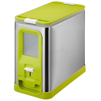 EKO(宜可) 米桶 家用厨房储藏分离式密封米缸 防虫防潮收纳不锈钢米箱 9108 绿色 10kg