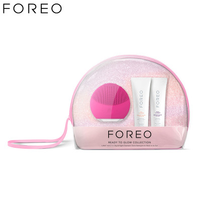 斐珞尔(FOREO) 美容器 LUNA mini2 露娜 毛孔清洁美容 洁面乳套装 洁面仪套装 樱桃红