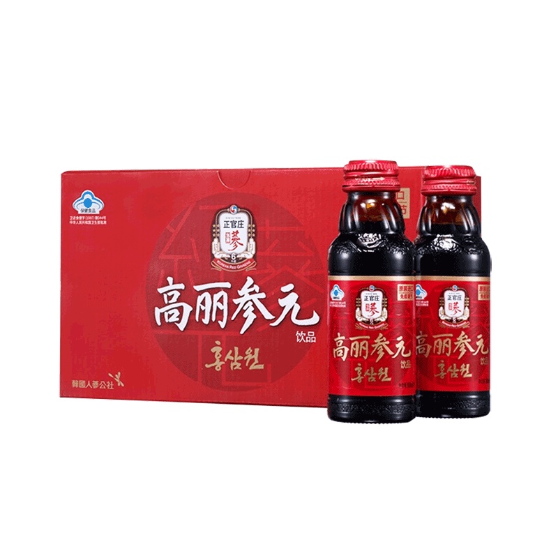 正官庄(Korean Red Ginseng)高丽参元饮料100ml*10瓶 韩国原装进口 六年根人参饮料 韩国人参