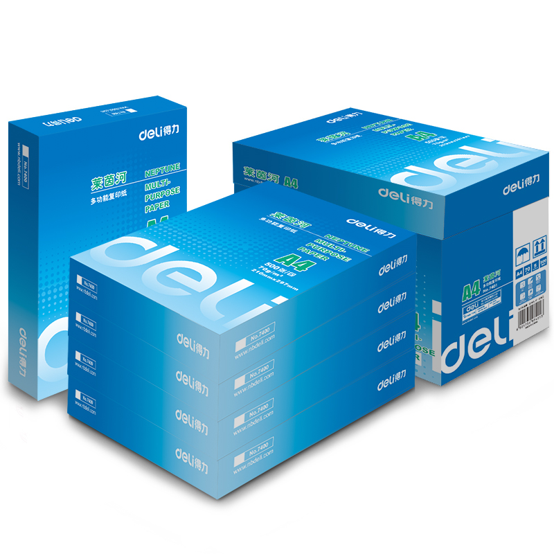 得力(deli)7401 莱茵河70克A4复印纸 5包/箱