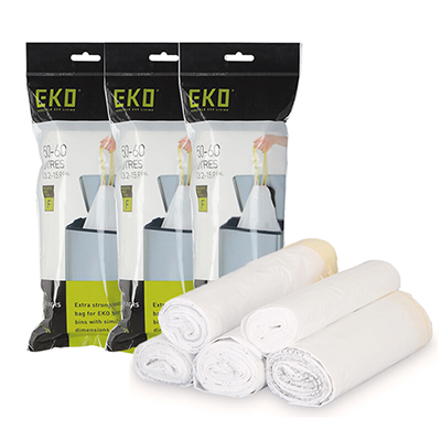 EKO(宜可）垃圾袋 点断式家用大号中号小号加厚抽绳塑料袋 一次性用品 3-6升30个/卷*5卷