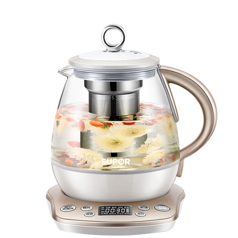 苏泊尔(SUPOR)SW-15S35A 1.5L/升大容量智能家用全自动养生壶 高硼硅玻璃隔水炖花茶 按键式控制面板