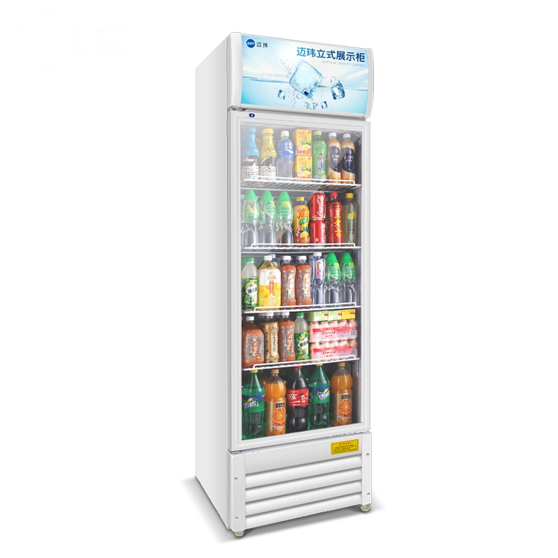 迈玮MW 商用展示柜 300升冷藏立式商用冰柜 冰箱啤酒水果蔬菜保鲜柜饮料柜侧开门白色单门展示柜