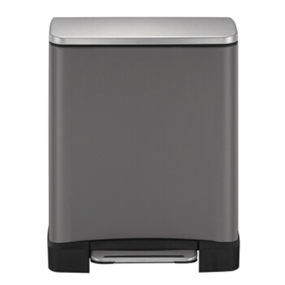 EKO(宜可)锈钢脚踏垃圾桶 家用大号翻盖垃圾箱 厨房客厅户外欧式静音垃圾筒 9268 钛金灰 12升