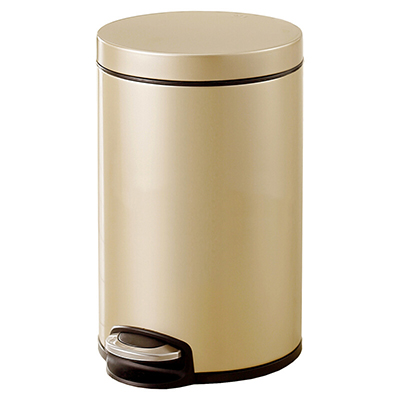 EKO(宜可)垃圾桶家用不锈钢脚踏时尚创意翻盖小号大号静音垃圾筒 9215 香槟金 8升