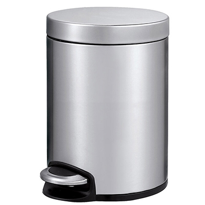 EKO(宜可)垃圾桶家用不锈钢脚踏时尚创意翻盖小号大号静音垃圾筒 9215 砂钢 12升