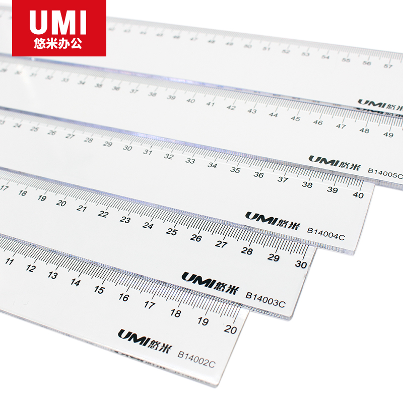 安兴纸业 悠米(UMI )透明塑料直尺 30cm B14003C 20把/包
