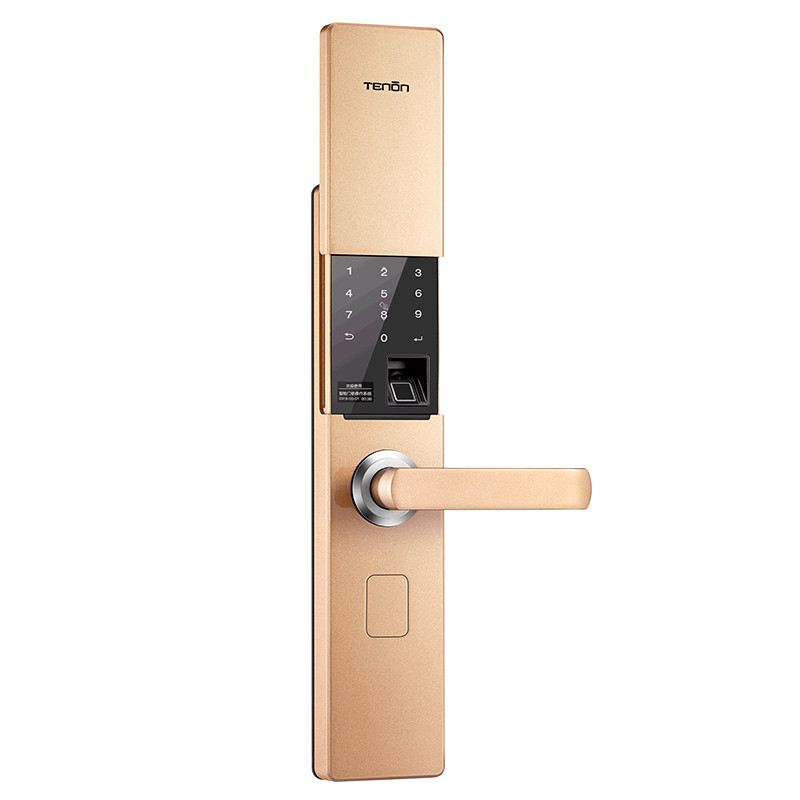TENON/亚太天能智能指纹锁 家用密码锁防盗门锁电子门锁铁门木门 V9e 玫瑰金