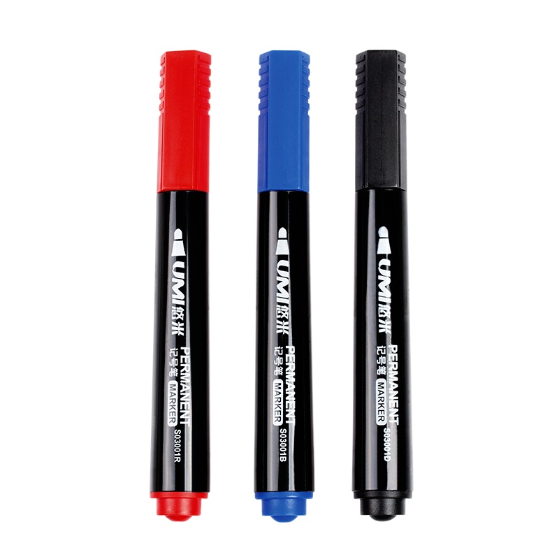 安兴纸业 悠米(UMI )简约单头记号笔3mm S03001D 黑色 10支/盒 12盒装共120支