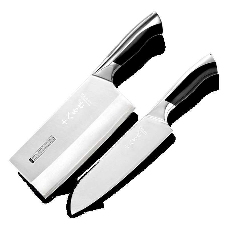 十八子作菜刀套装 厨房刀具组合家用切菜切肉片刀厨师刀两件套刀 三合钢菜刀组合LTY-10
