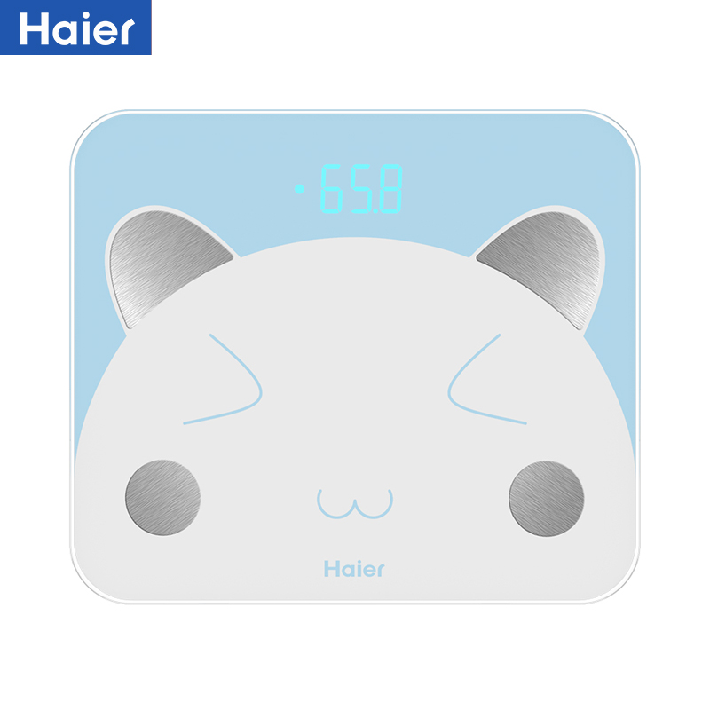 海尔(Haier)智能体脂称TZC19-00(W) 家用体重秤精准成人USB充电电子秤减肥称重脂肪秤APP智能白熊猫