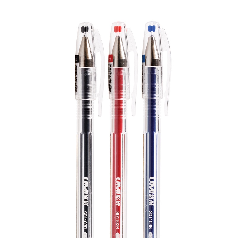 安兴纸业 悠米(UMI )简约透明财务中性笔 0.38mm S01103R 红色 水笔 12支/盒 1盒装共12支