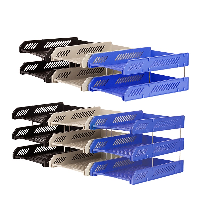 安兴纸业 悠米(UMI )三层塑料文件座 B15102B 蓝色 1组/盒 1盒装 共1组