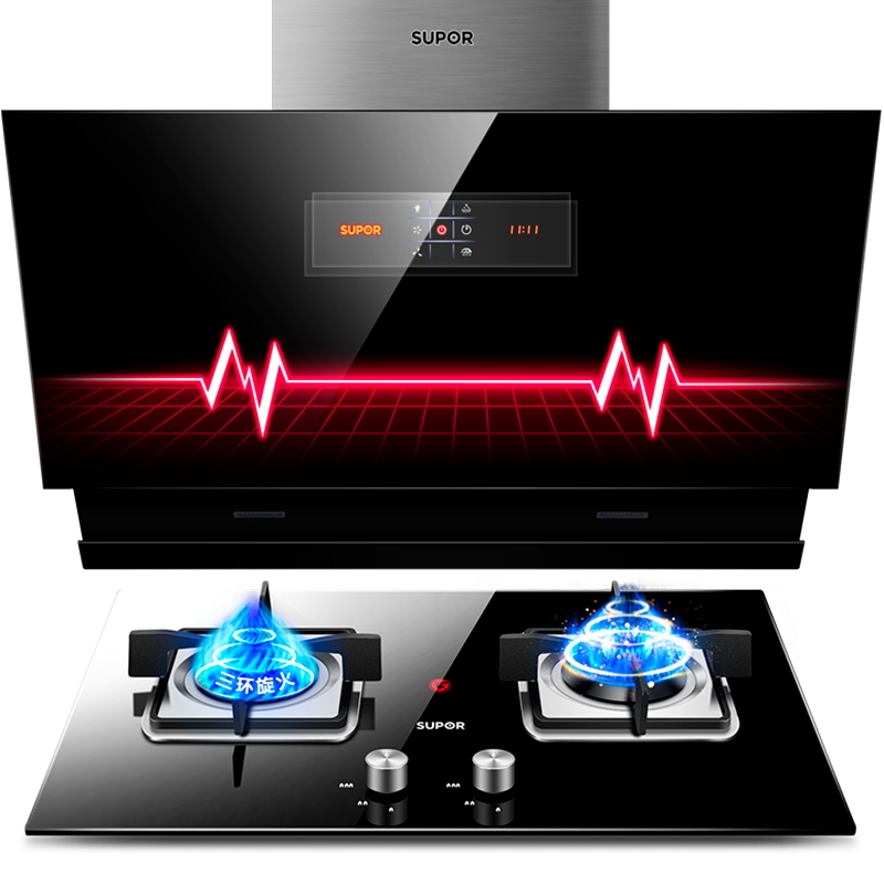 SUPOR/苏泊尔 DJ3X1+QB606抽油烟机侧吸式燃气灶套餐灶具双灶组合（液化气）